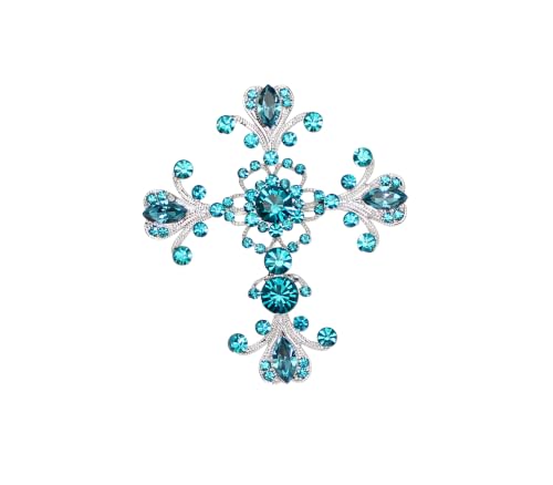 Image of Faship Gorgeous Rhinestone Crystal Cross Crucifix Pin Brooch