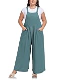 Moon Wood Plus Size Jumpsuits for Women Adjustable Casual Summer Wide Leg Rompers Loose fit Overalls Jumper with Pockets
