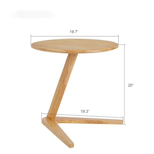 Mesa auxiliar en C de madera redonda para sofá y espacios pequeños 4