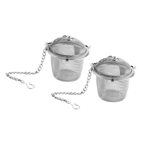 TOGEVAL 2 piezas Infusor de Té de Acero Inoxidable con Tapa y Cadena Extendida Filtro de Malla Fina Reutilizable para Sueltas y Condimentos Medio para Botellas