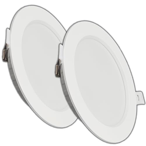 ALUMAR Pack 2 - Downlight LED 18W, 1700 Lúmenes, 6500K,Corte 14cm, Diametro 18.5cm, Difusor PS, Controlador integrado, SMD2835, PCB Aluminio, Diseño Delgado, CRI-80, Vida Útil 40,000h