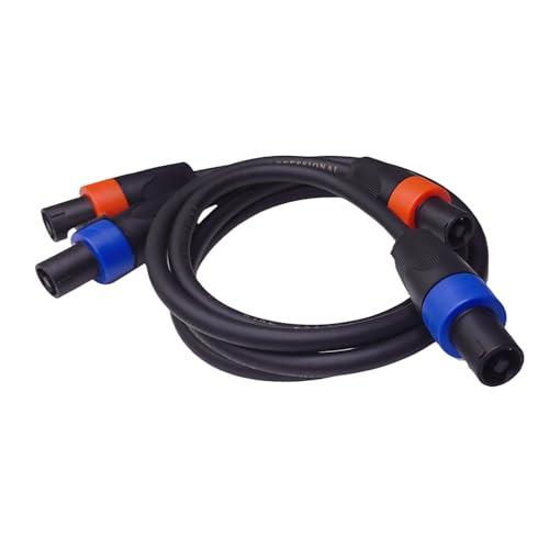 CDPMWVC Audio Cable - 2Pack Speakon to Speakon Cables, 3.3ft Professional 12 AWG Audio Cord DJ Speaker Cable Wire with Twist Lock
