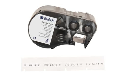 Etiquetas de vinilo autolaminado Brady M4-135-427-AW en negro sobre blanco