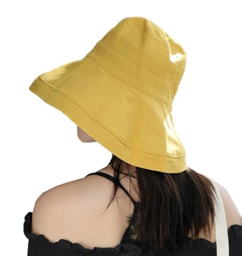 FaroDor Women's Reversible Bucket Hat UV Sun Protection Wide Brim Summer Beach Hat Packable Yellow by FaroDor - Used condition - US$13.87