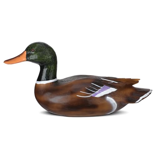 Fumete Duck Home Decor Statue Vintage Rustic Home Decorations Handcrafted Artificial Wood Duck Figurines Life Like Animal Sculpture for Shelf Countryside Indoor Living Room Farmhouse Desktop