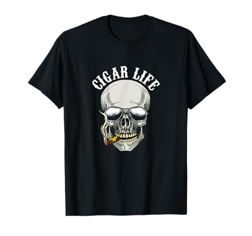 Awesome Skull Smoking Tobacco Cigar Tees & Gifts - Awesome Skull Cigar Life Tobacco Cigars Smoker T-Shirt T-Shirt