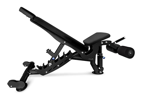 French Fitness Aspen Commercial Flat/Decline/Incline Bench – Adjustable Gym Bench for Strength Training, Heavy-Duty Steel Frame, Ergonomic Design, for Commercial & Home Gyms