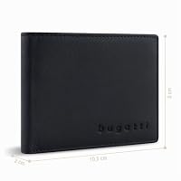 bugatti Lima Mini Geldbörse Herren aus Leder, Portemonnaie Querformat mit RFID-Schutz, schwarz – Ansicht 2