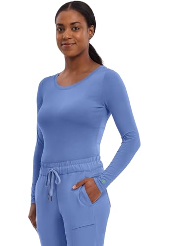 Image of Healing Hands Underscrub Long Sleeve Women Knits Scrub Tops | Soft Cotton Blend Knit, Breathable Stretch Comfort, Machine Wash, Easy Care Fabric, Ideal For Layering Under Scrubs