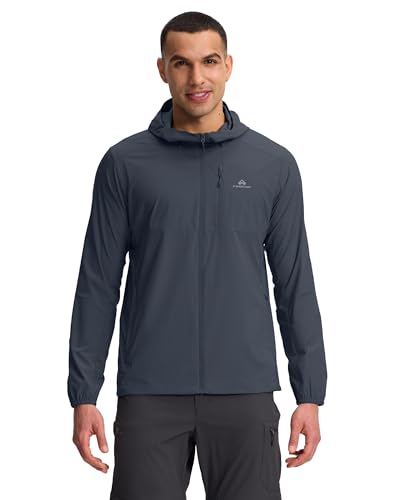 Pioneer Camp UV Jacke Herren mit Verstellbar Kapuze Sommer Leicht Atmungsaktiv Outdoor Jacken UPF 100+ Wasserabweisend Fahrradjacke mit 3 Reißverschlusstasche und Elastische BündchenNavy;S
