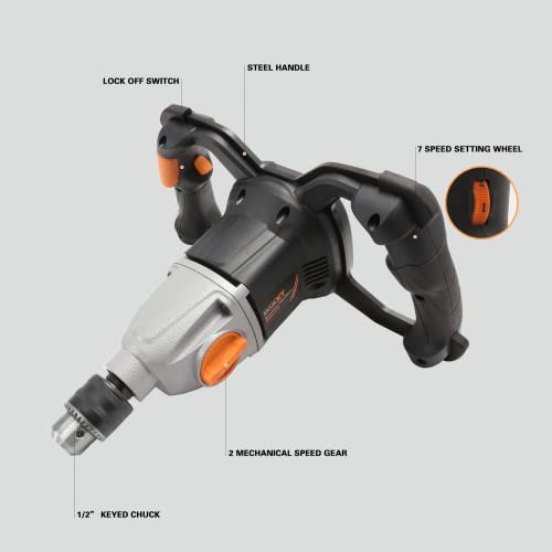 Bhtop Cordless Cement Mixer, Battery Powered Concrete Mortar Mixer, 20V Mud Mixer, W/100Mm Large Spiral Mixing Paddle For Cement, Mortar, Paint, Fodder #TOP1