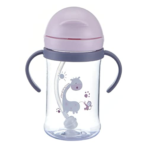 Xistuoz Strohhalmbecher, 400ml Babyflasche mit Strohhalm ab 6 Monate, Auslaufsichere Baby Trinkflasche mit Anti-Rutsch Griffen