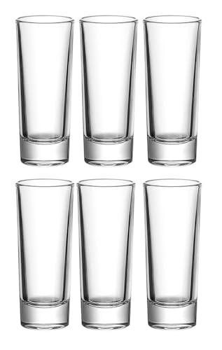 Image of VILON Premium Shot Glasses Set of 6 Heavy Base Vodka & Tequila Shot Crystal Transparent Glass (Water Shot Glass 70ML)