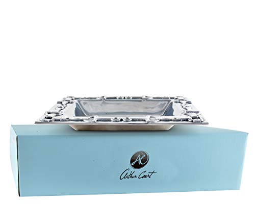 Arthur Court Designs Aluminum Equestrian Food Service Tray, Desktop Storage Organizer, Catchall, Valet, Nightstand or Dresser 10 inch Long