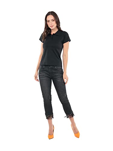 Camisa Gola Polo Feminina (M, Preta)
