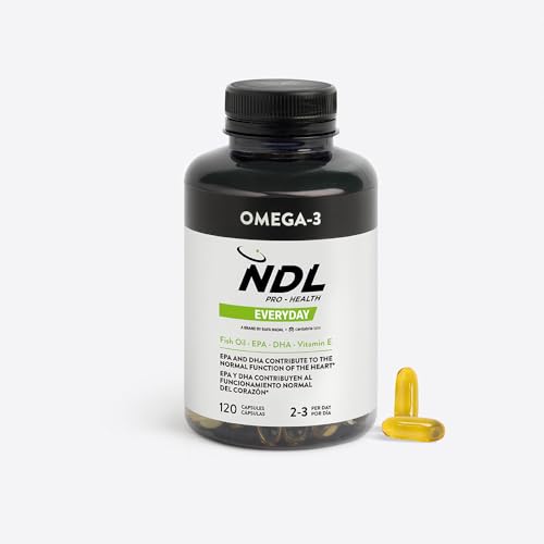 NDL Pro-Health Omega 3 - Aceite de Pescado con Alta Concentración de EPA y DHA – Suplemento Puro para Salud del Corazón, Cerebro, Vista y Articulaciones – Antiinflamatorio Natural - 120 Cápsulas