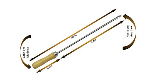 10 Mini Espetinhos Para Coração Inox - 30 Cm De Lâmina