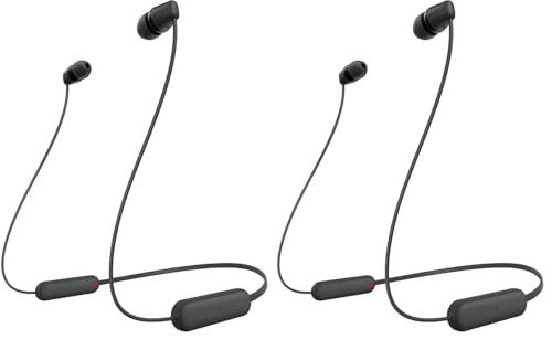 Image of Sony WI-C100 Wireless in-Ear Bluetooth Headphones with Built-in Microphone,Black,(Pack of 2)