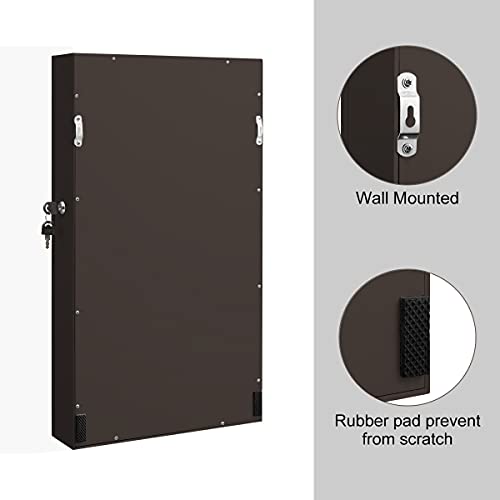 Hollyhome Lockable Jewelry Cabinet Armoire Wall Mount Touch Screen Led Light Mirrored Jewelry Cabinet Storage Organizer Black #TOP4