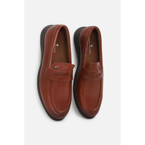 Image of Louis Philippe Men Premium Leather Breathable Lining Material Light Weight Flat Heel EVA Sole Casual Slip-on Shoes