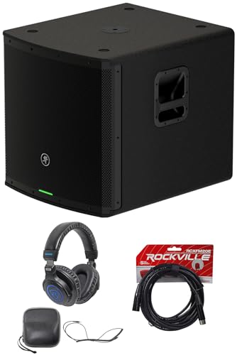 Audiosavings Bundle: (1) Mackie SR18S 18 1600W Professional Powered Active DJ PA Subwoofer Sub Bundle with (1) Rockville RCXFM20E-B Mic Cable, (1) Rockville DJ1500 DJ Headphones (3 Item)