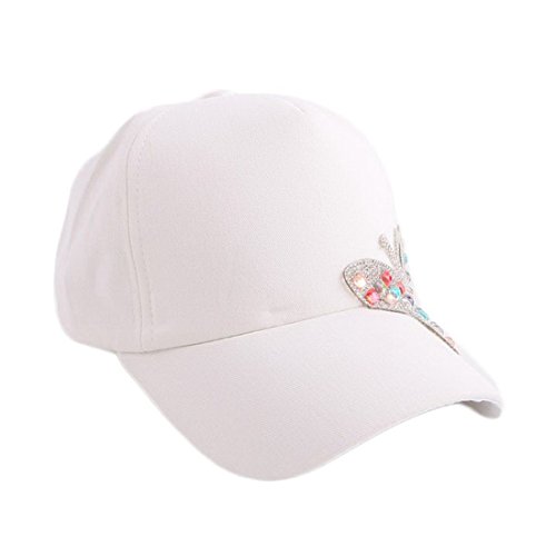 Girls Bling Baseball Hat Rhinestone Crystal Cap,Butterfly Washed Denim Hat3