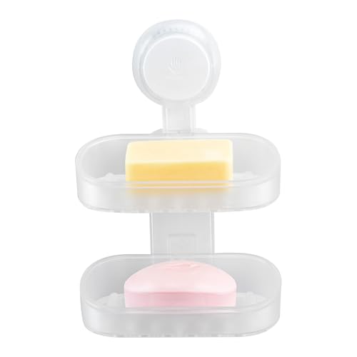 TAILI Porte-Savon à Double Couche pour Salle de Bain, Support de Savon de 5 KG pour Douche, Montage Mural, sans Perçage, Porte éponge Amovible en Plastique...