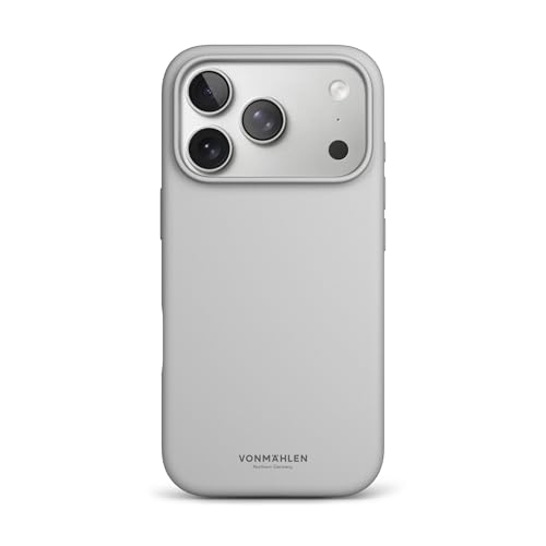 Coque en silicone iPhone 17 Pro au toucher doux et finitions premium gris clair Vonmählen
