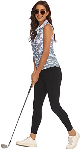 MoFiz Women's Sleeveless Camo Golf Polo #TOP6