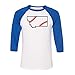 TeesAndTankYou State Shape Baseball Montana Three-Quarter Raglan Sleeve Baseball Shirt Unisex X-Small White/Royal