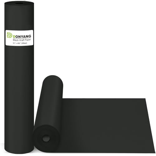 Black Wrapping Paper, 15"×450" Art Craft Kraft Paper Bulletin Board Paper