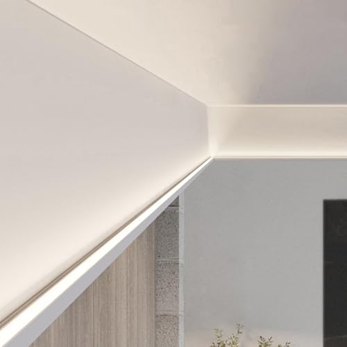 RENLXFI Veletta LED Soffitto Soffitto con Cornice Modanata A Corona A LED, Canale Montaggio in Alluminio 1 M per Strisce Luminose Flessibili 8-10 Mm - Cornice per Corridoio Camera Letto(C)