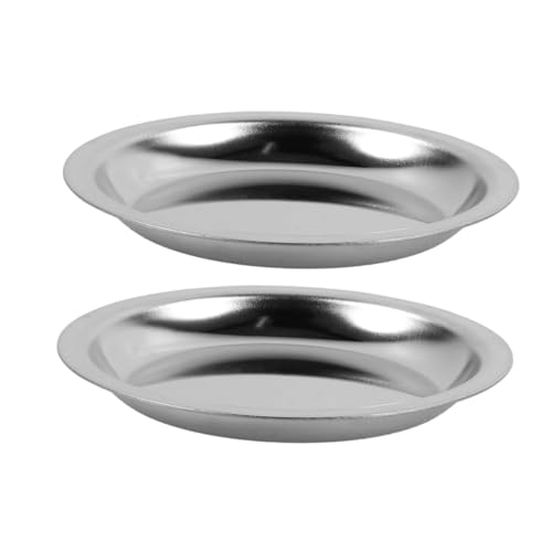 Cabilock 2pcs Stainless Steel Tea Bag Dish Round Tray for Drinks Wine Bottles and Teacups Easy to Clean Versatile Tea Drip Tray for Home and Kitchen Use