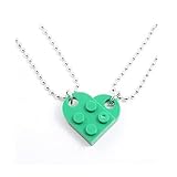 2ピース レゴパズル レンガペンダントネックレス ラブハート型 組み合わせネックレス レディース メンズ カップル ローバー 親友へのギフト, アクリル, 宝石なし