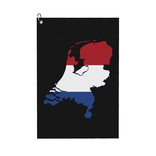 NAZIIQW Netherlands Flag Golf Towel 24"x16" with Carabiner