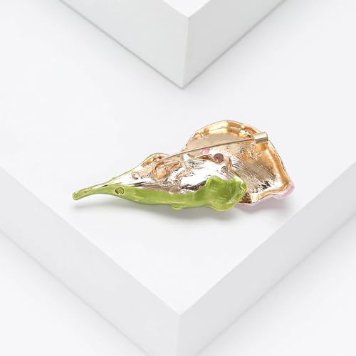 Image of Calla Lily Brooch for Women Enamel Calla Lily Lapel Pins Jewelry Gifts for Mom Wife Elegant Dress Accessories