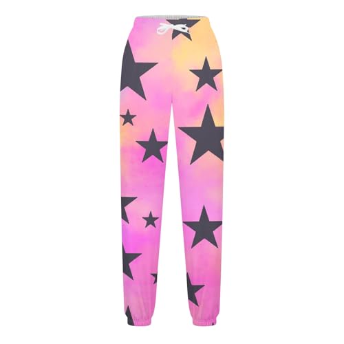 Girls Stars Print Cute Gradient Baggy Sweatpants Kids Elastic Waist Joggers Athletic Track Pants with Pockets for 3-13 Years4