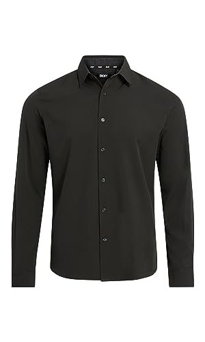 La Mejor Lista de Dkny Men . 38 DKNY - Camisa con botones para hombre, manga larga ajustada para negocios y casual, color liso, elástico con botones, Negro, M