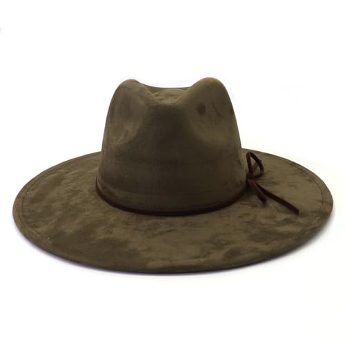 Image of Fedora Hats for Women Man with Big Wide Brim Classic Suede Panama Hat Western Outdoor hat