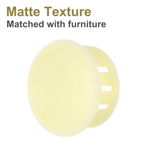 Image of MECCANIXITY 64PCS 22mm(7 /8 inch) Beige Plastic Hole Plugs, Flush Type Panel Hole Plugs Insert End Caps for Locking Hole Tubes Furniture Cabinet