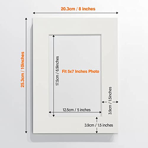 Anhow 8pcs 8x10 Picture Mats, Photo Frame Matting for 5x7 Mat Board Acid Free, Photo Mats 8x10 for 5x7 for Photo Frame/Posters Prints/Paintings - 1.5mm Thickness/Cream-Colored - Thumbnail 2