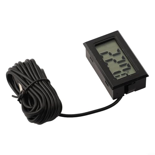 Bulevisiter Mini termómetro digital con pantalla de temperatura con sonda, cable negro, termómetro digital LCD, amplio rango de temperatura, para coche, frigorífico, congelador (3 metros)