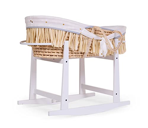 Support à bascule couffin Moïse bois pin blanc pour panier osier - 2