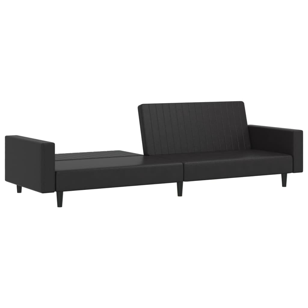 vidaXL Sofá Cama de 2 plazas Cuero sintético Negro