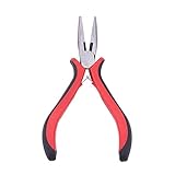 LiQunSweet - Pinze per naso piatto per gioielli a becco piatto, con lucidatura, acciaio temprato al carbonio, colore: Nero/Rosso 13,2 cm