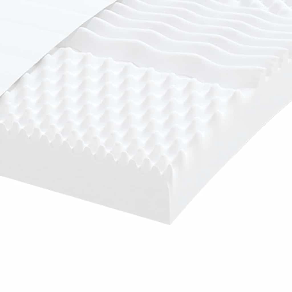Materac piankowy biały 160 x 220 cm, 7-strefowy stopień twardości 20 ILD, z pokrowcem w kolorze brzoskwiniowo-różowym, oddychający, ergonomiczny, do podwójnego łóżka, sypialni i stelaża