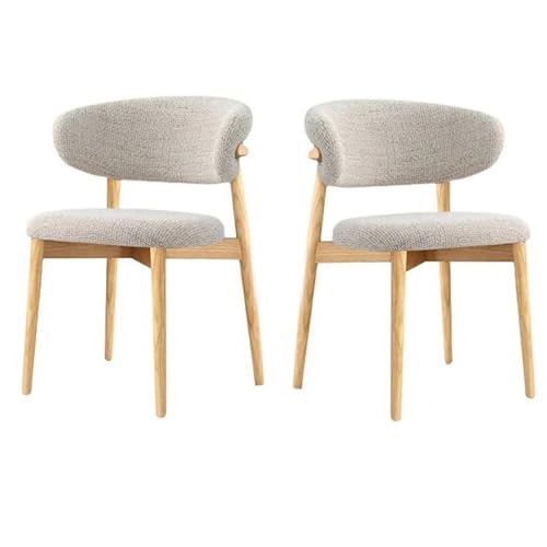 Chaises de salle à manger rembourrées en bois massif et lin