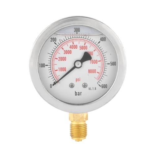 庭のホース散水メーター 0-600Bar 0-8500Psi G1/4インチ スレッド 63mm ダイヤル式油圧計 メーター 測定ツール