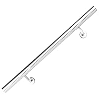 BelovedYard Handlauf Treppengeländer Edelstahl Gebürstet, Ø 4.2 cm, Rostfrei & Wetterfest, Innen & Außen, inkl. Halter, Endkappen & Montagematerial, Länge: 50 cm