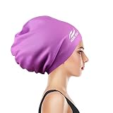 Extra Large Swimming Cap for Long Hair by KOOLSOLY,Large Silicone Swim Cap for Women Girls Men and A
